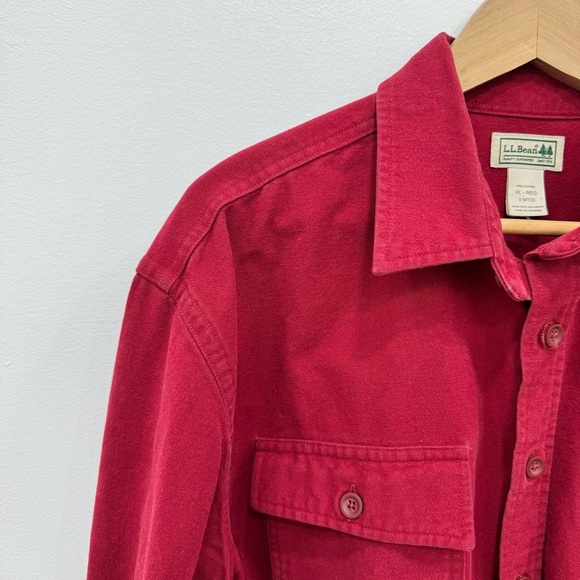 L.L. Bean Flannel Chamois Thick Button Shirt Sz XL regular fit warm Red - Picture 3 of 6